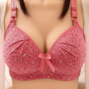 Floral comfort bra in pink with bow detail